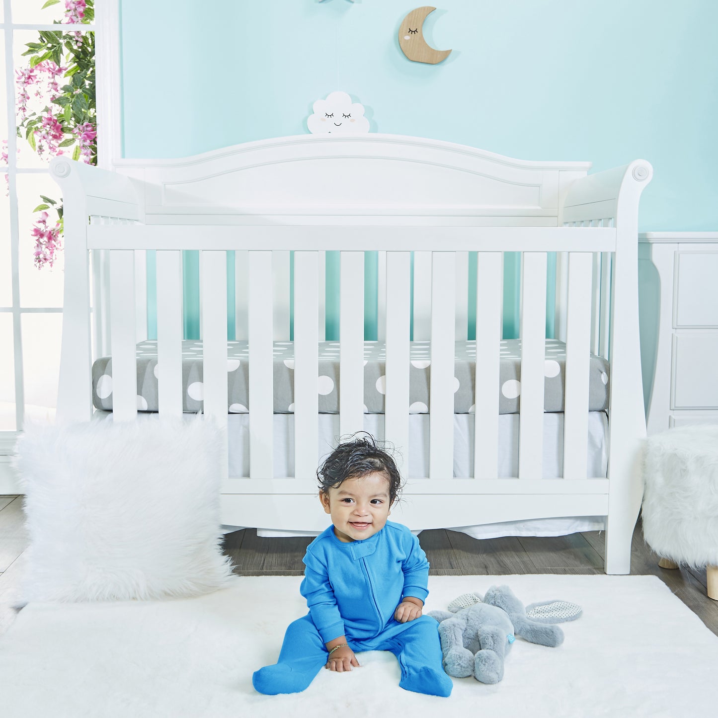 4 Pack Baby Boy Whales Sleepers with Zippers