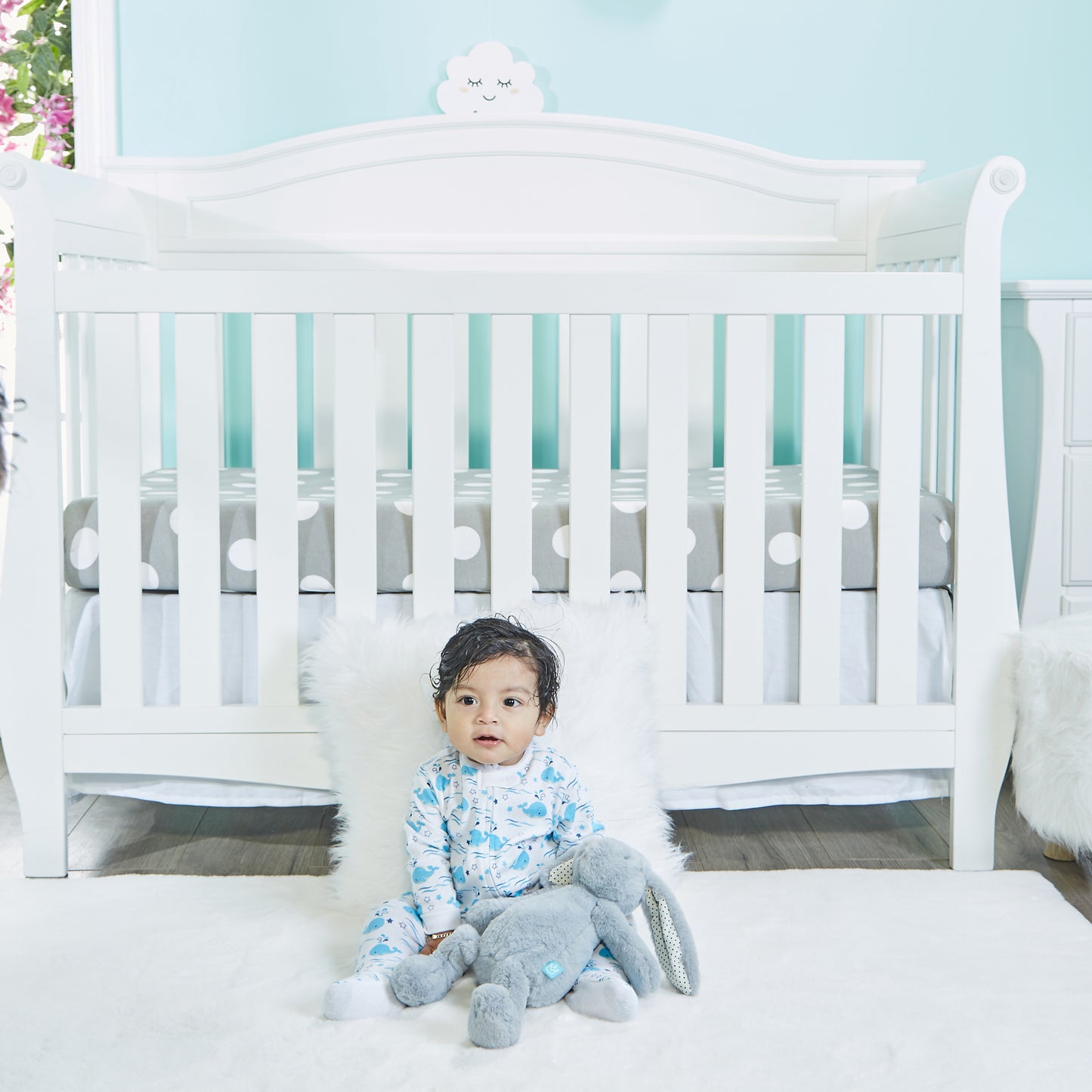 4 Pack Baby Boy Whales Sleepers with Zippers