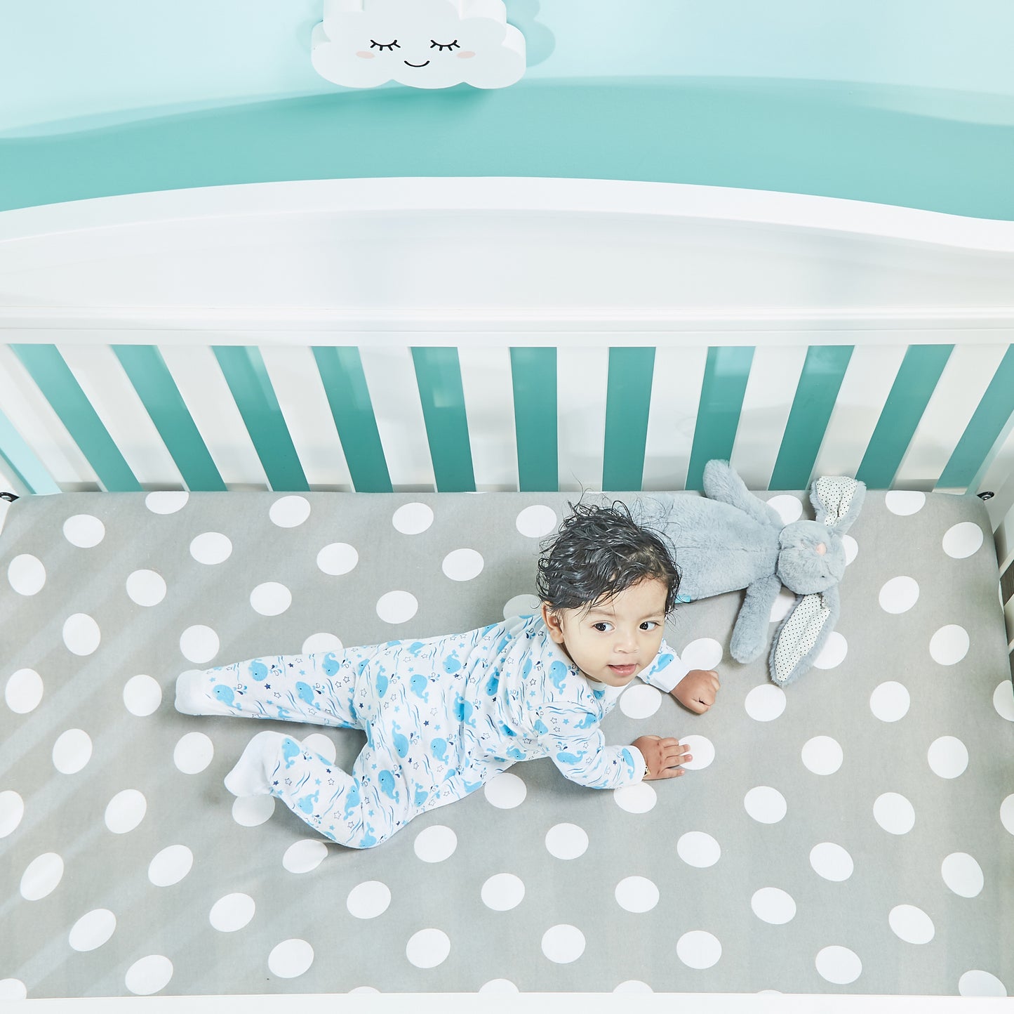 4 Pack Baby Boy Whales Sleepers with Zippers