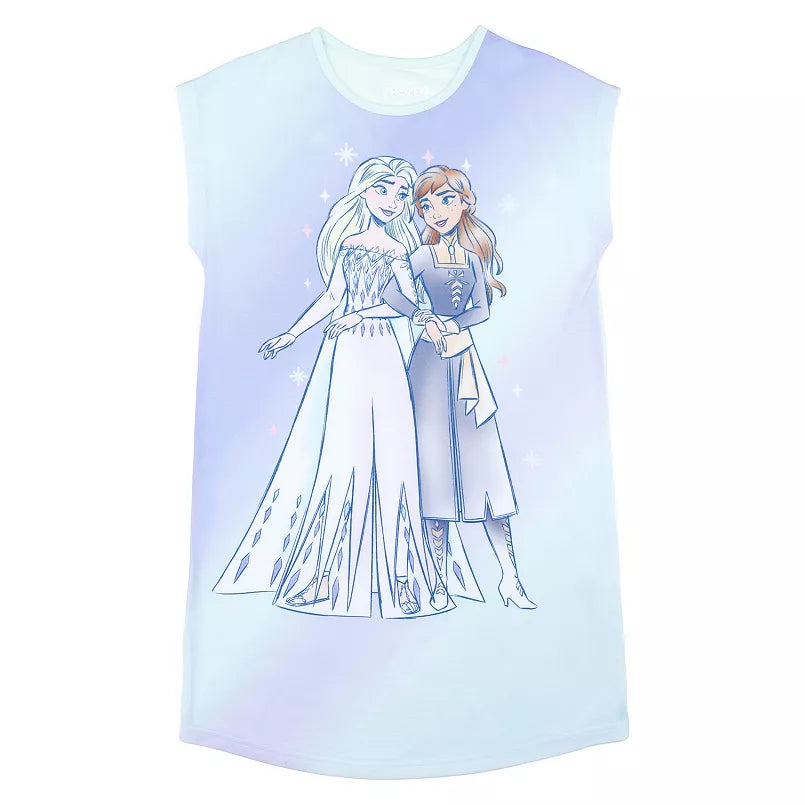 Disney Frozen Elsa and Anna Girls Nightgown – Sleeveless Character Sleep Dress Pajamas