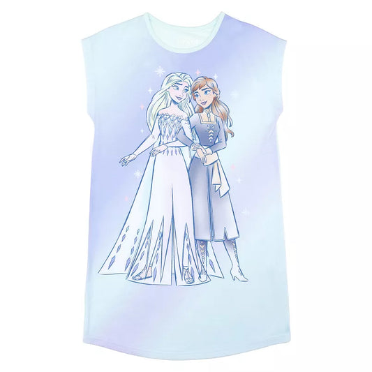 Disney Frozen Elsa and Anna Girls Nightgown – Sleeveless Character Sleep Dress Pajamas