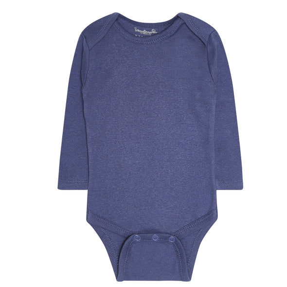 7 Pack Blue Long Sleeve Baby Bodysuits for Boys