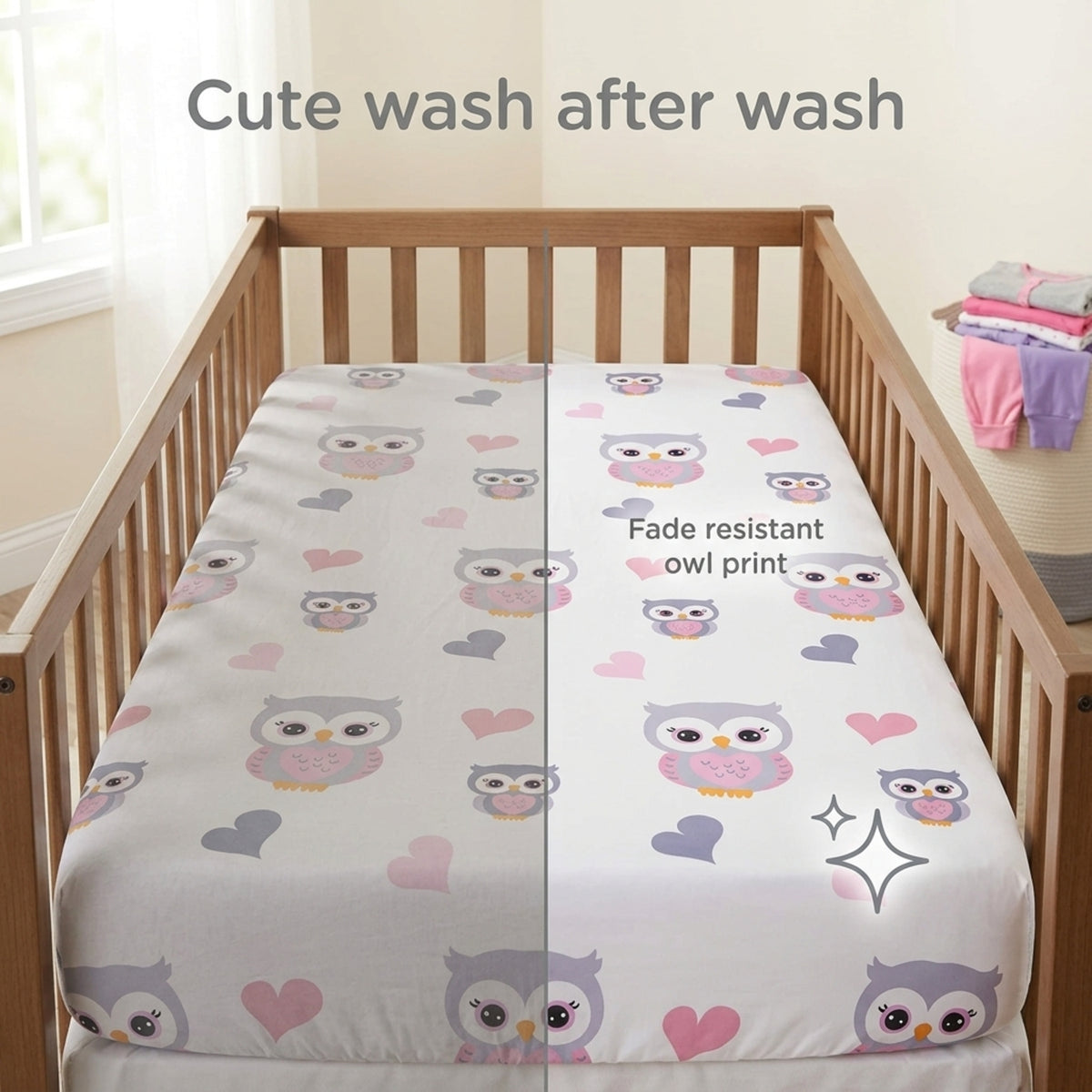 Baby Girl Fitted Crib Sheet Sweet Owls