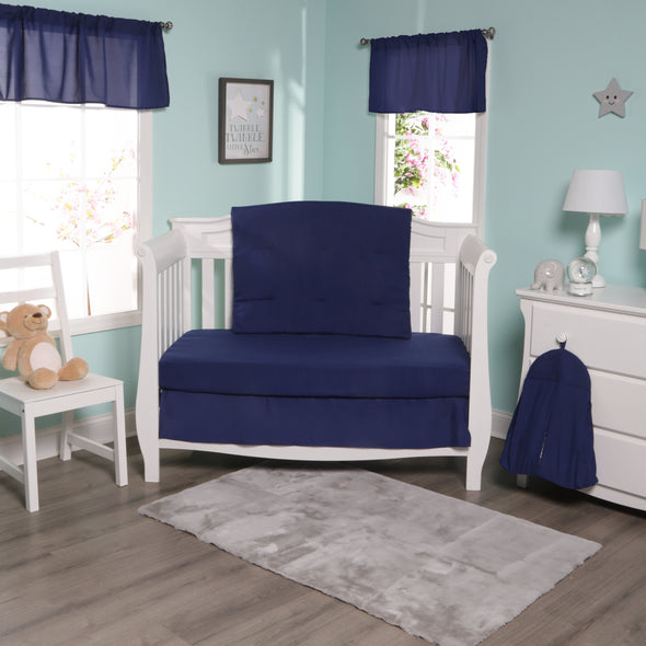 Navy 4 Piece Crib Bedding Set