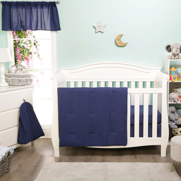 Everyday Kids 4-Piece Crib Bedding Set – Quilt, Sheet, Ruffle & Diaper Stacker – Nursery Baby Bedding