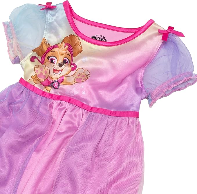 Paw Patrol Skye Girls Nightgown Sleep Dress Short Sleeve Toddler and Kids Character Sleepwear