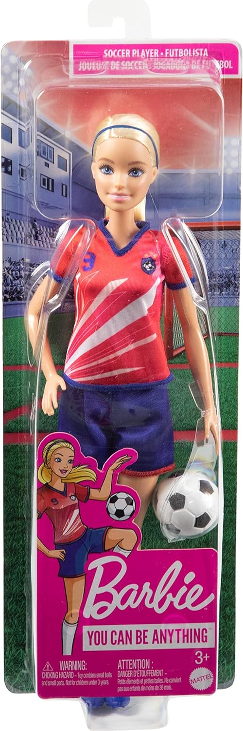 Barbie Soccer Player Doll with Ball, “You Can Be Anything” Sports-Themed Doll,