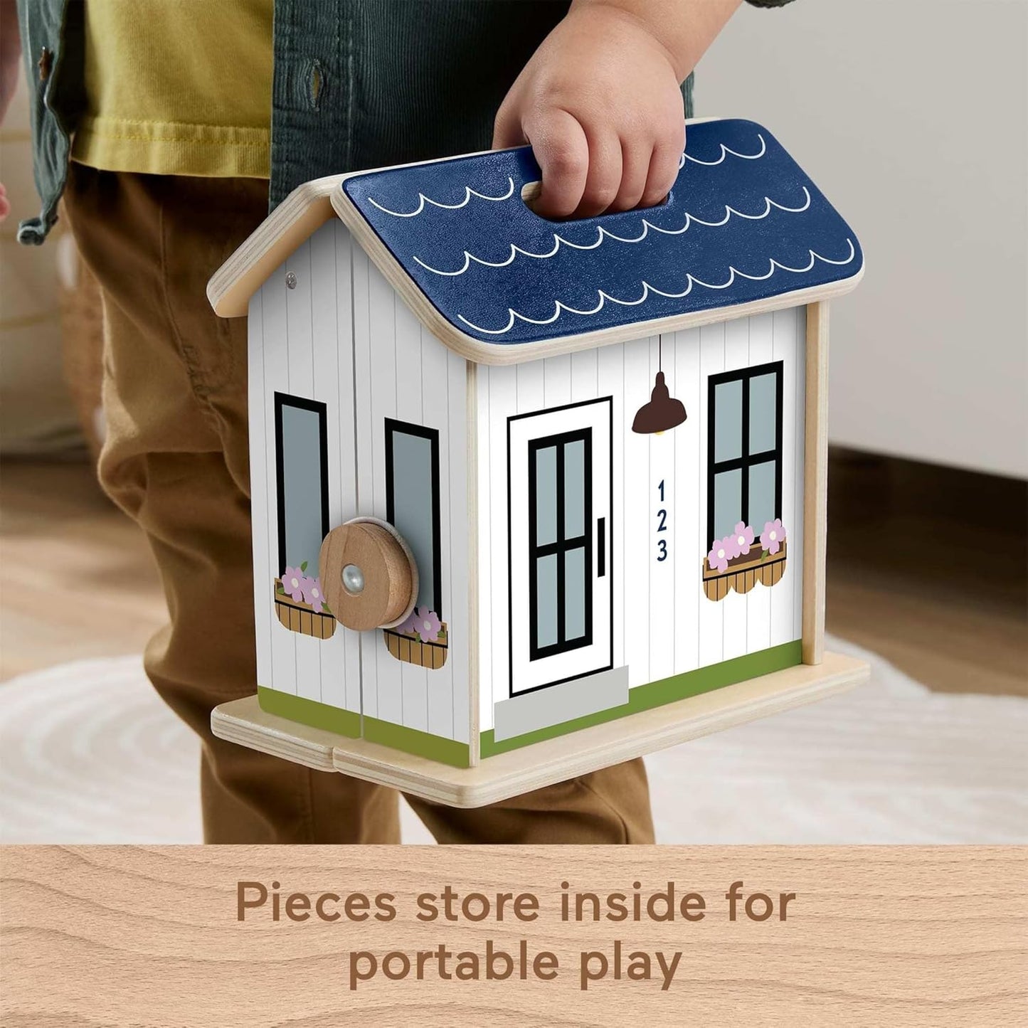 Fisher-Price Wooden Foldable Dollhouse Playset with Figures and Furniture
