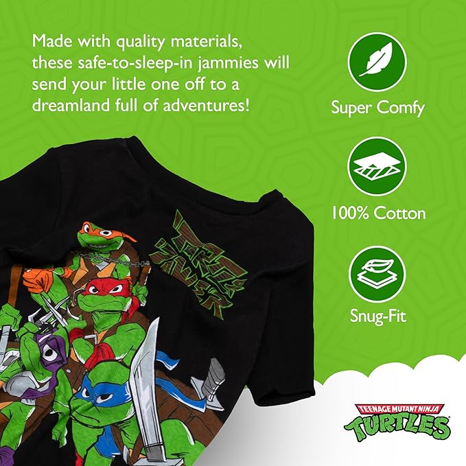 Teenage Mutant Ninja Turtles Kids 4 Piece Pajama Set Short Sleeve Shirts and Shorts Sleepwear Set