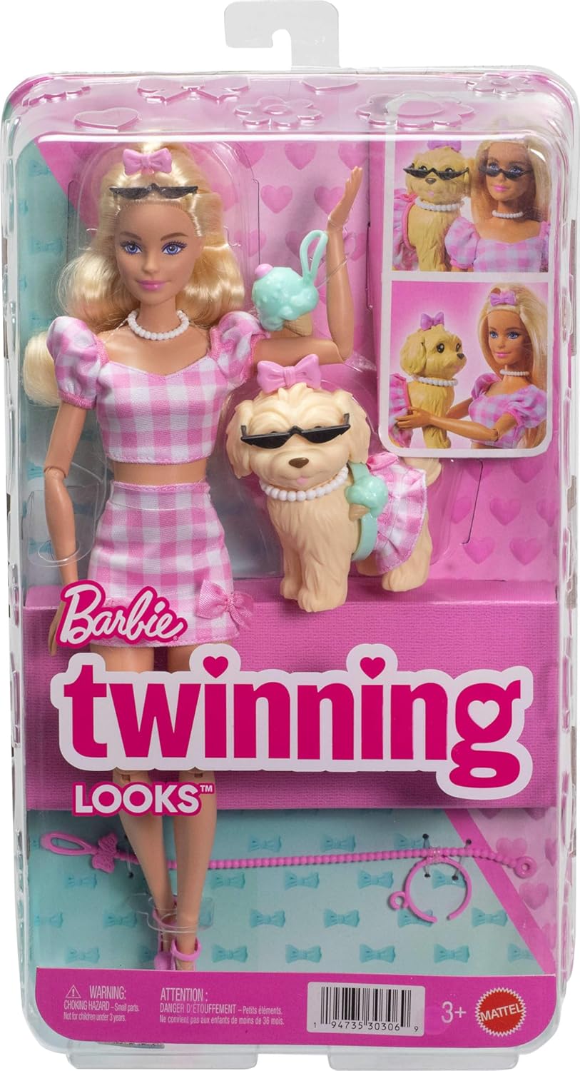 Barbie Twinning Looks Doll and Puppy Set with Matching Outfits and Accessories