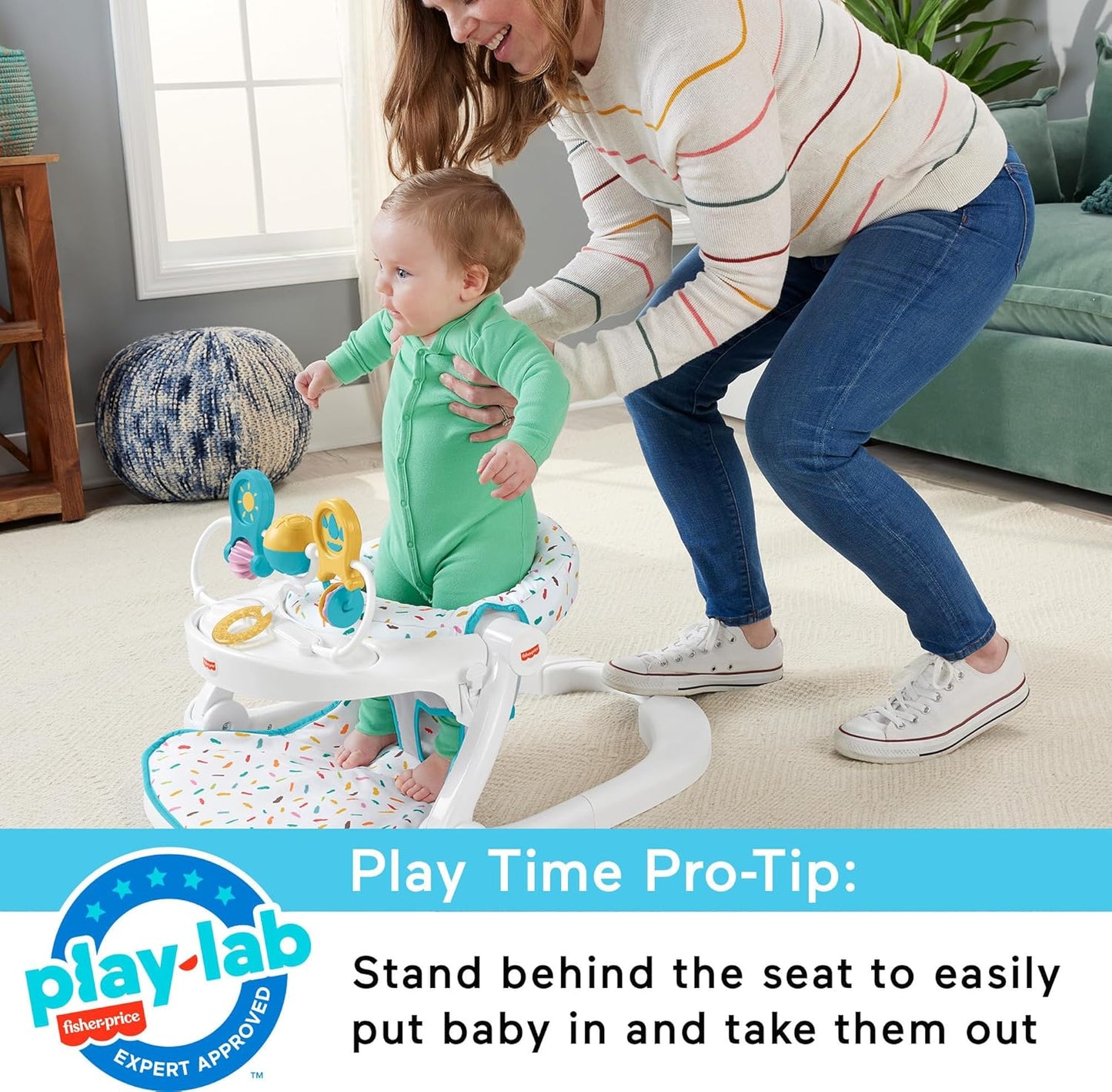 Fisher-Price Baby Floor Seat with Interactive Toys – Supportive Infant Sit-Me-Up Style Seat