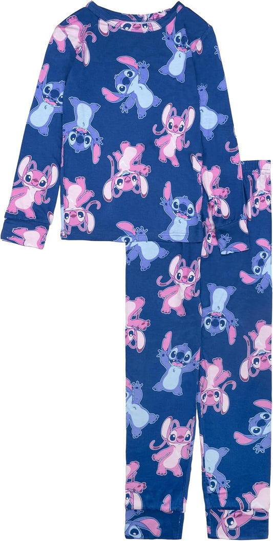 Disney Lilo & Stitch Toddler Girls 2-Piece Pajama Set – Long Sleeve Top and Matching Pants Character Sleepwear