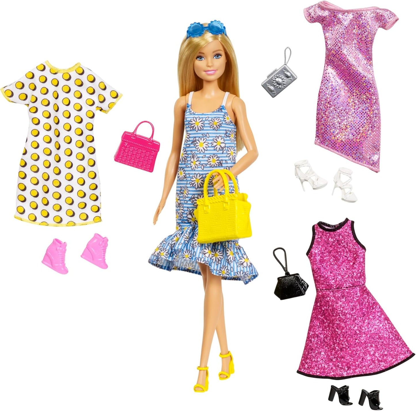 Barbie Doll with Fashion Closet, Dresses, Shoes & Accessories Playset, Kids 3+