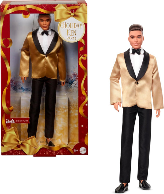 Barbie Signature Holiday Ken 2025 Doll – Collectible Ken Doll in Gold Tuxedo
