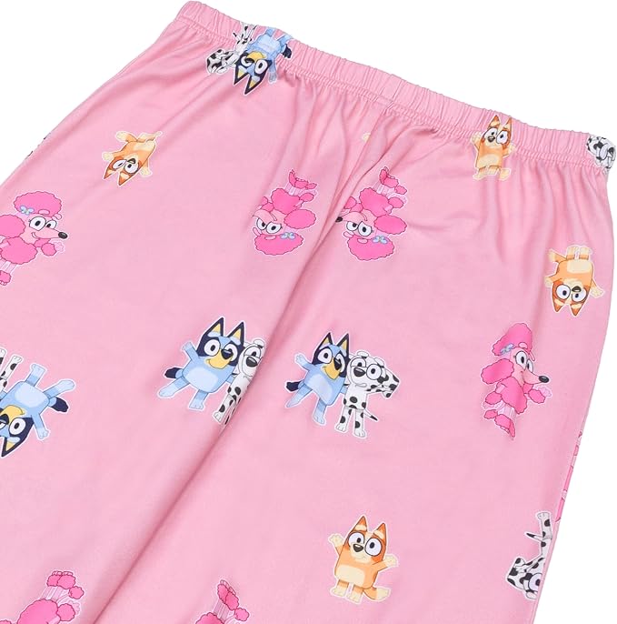 Bluey Toddler Girls Pink 2-Piece Pajama Set Long Sleeve Raglan Top and Pull-On Pants with Character Print Sleepwear Size 2T-4T