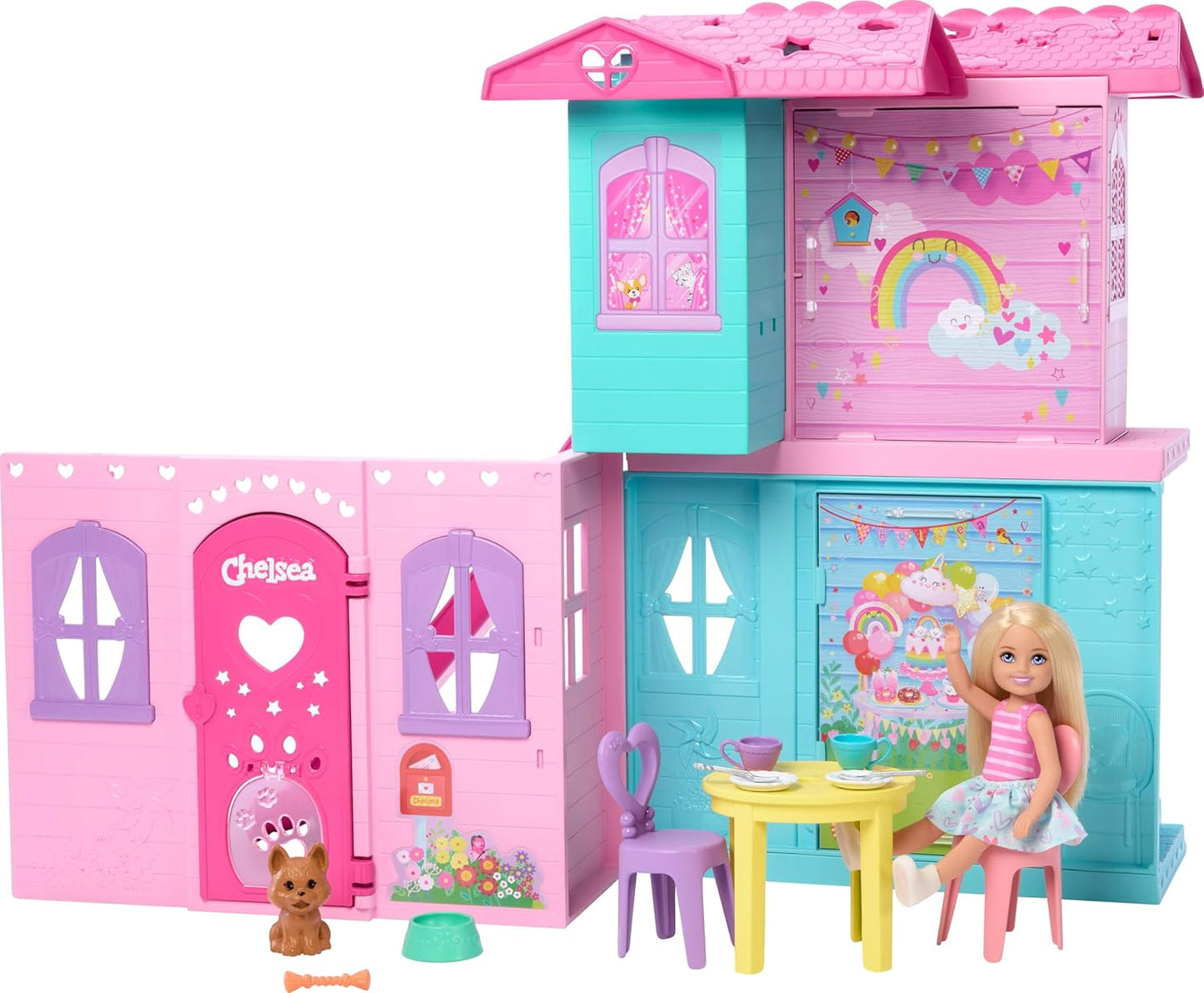 Barbie Family & Friends Club Chelsea Pop-Up House Playset with Chelsea Doll, Slide, Furniture, and Accessories