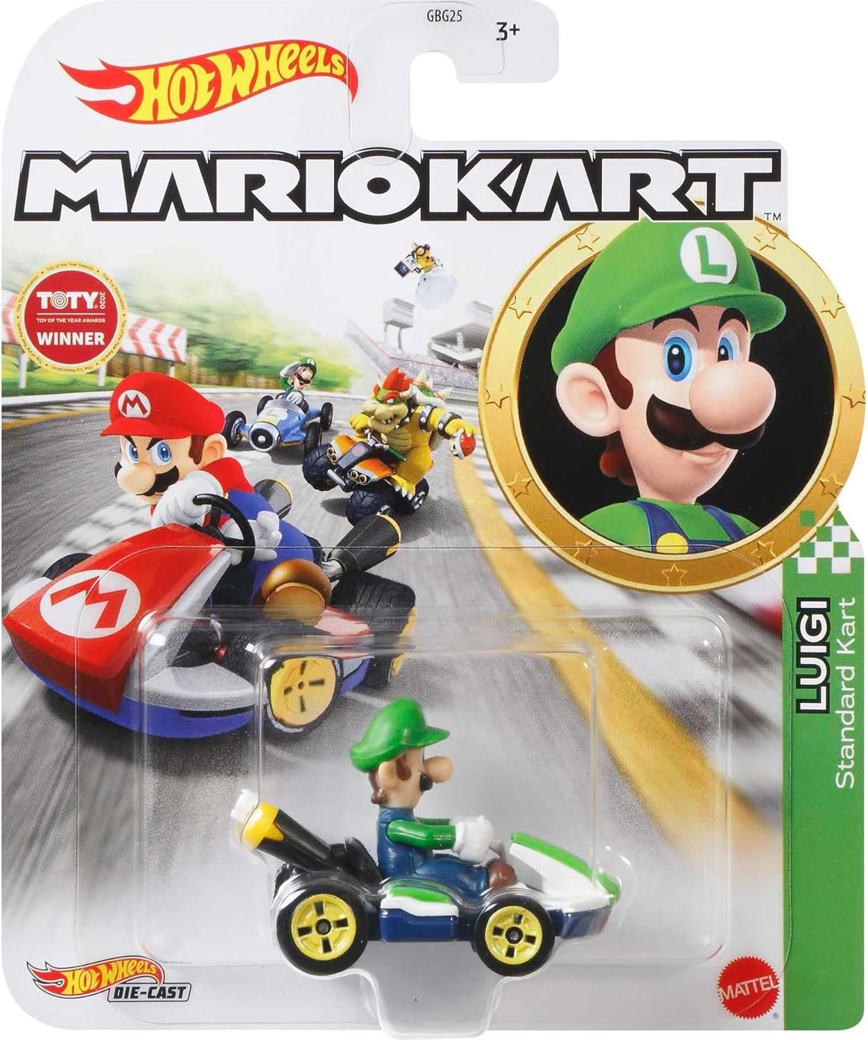 Hot Wheels Mario Kart Luigi Standard Kart 1:64 Die-Cast Vehicle Figure