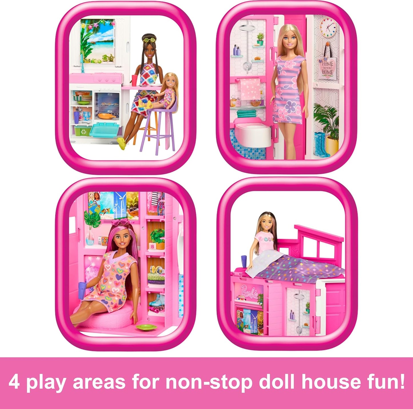 Barbie Getaway House Playset with 4 Play Areas and 360-Degree Folding Design