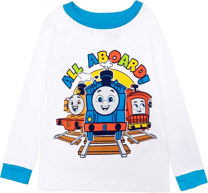 Thomas & Friends Boys 4 Piece Pajama Set Long Sleeve Tops and Pants Kids Sleepwear Set