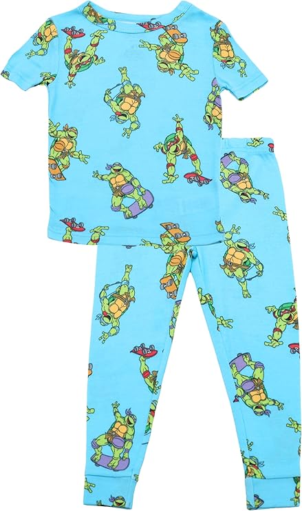 Teenage Mutant Ninja Turtles Boys 4-Piece Pajama Set – Sleepwear Bundle with Short Sleeve Tops and Matching Pants