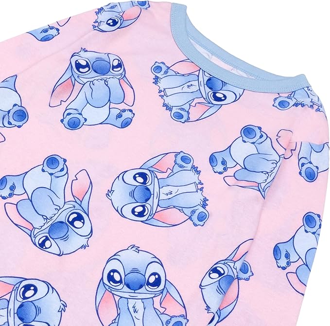 Disney Lilo & Stitch Toddler Girls 4-Piece Pajama Set – Long Sleeve Tops and Matching Pants Sleepwear