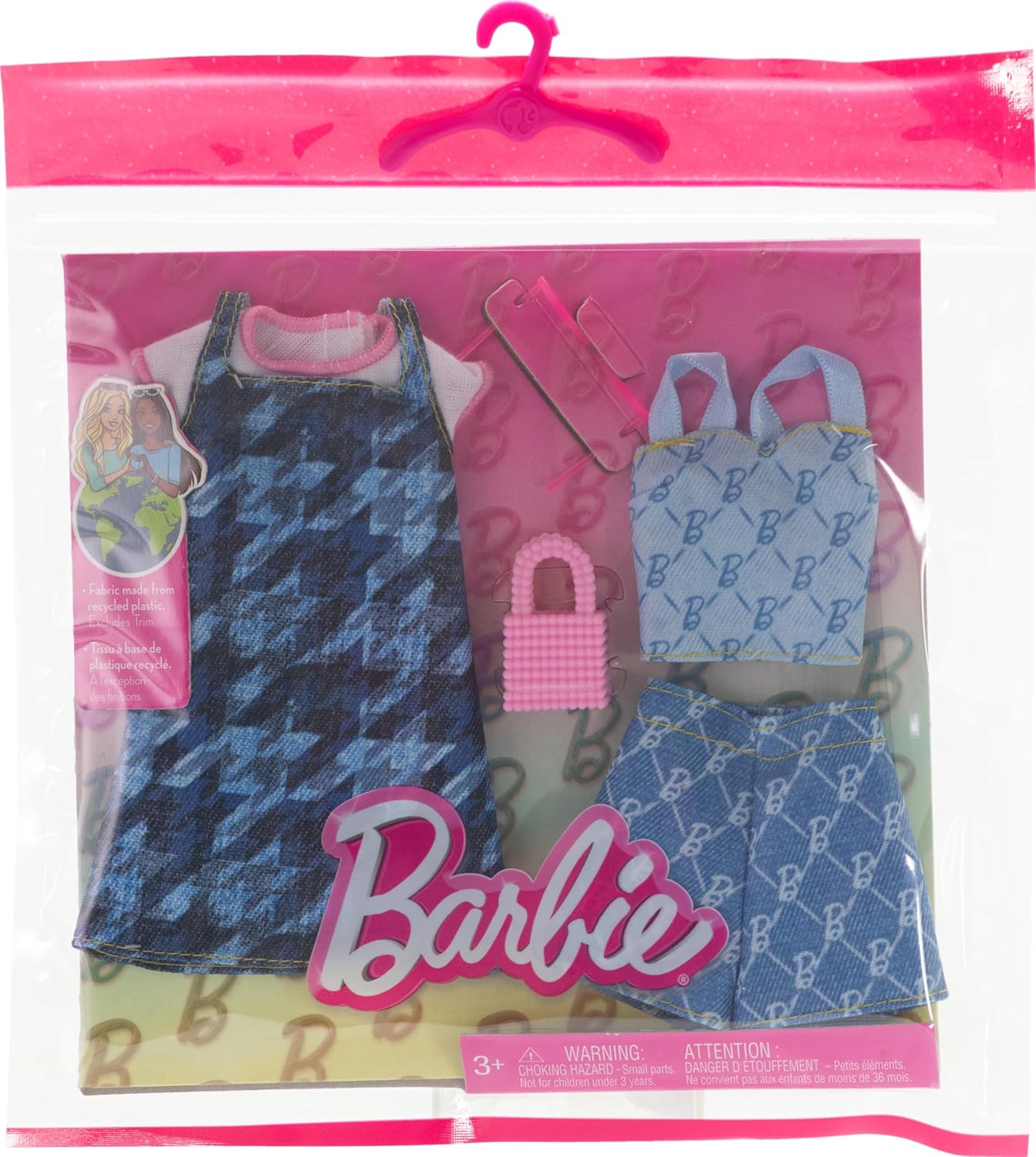 Barbie Doll Clothes Fashion Pack – Denim Dress & Mix-and-Match Outfits Set