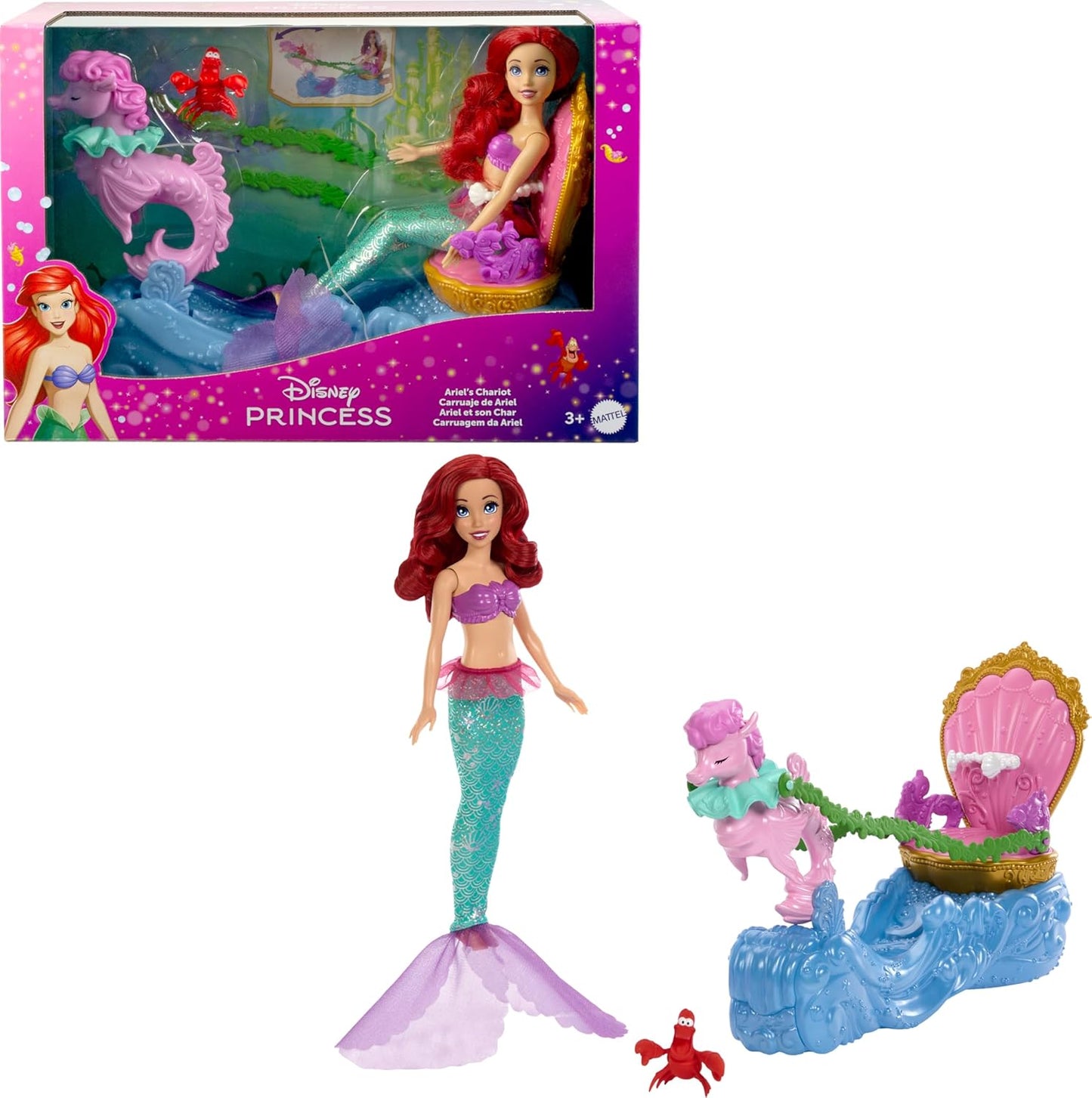 Disney Princess Ariel Doll & Undersea Chariot Playset – Mermaid Fashion Doll With Accessories