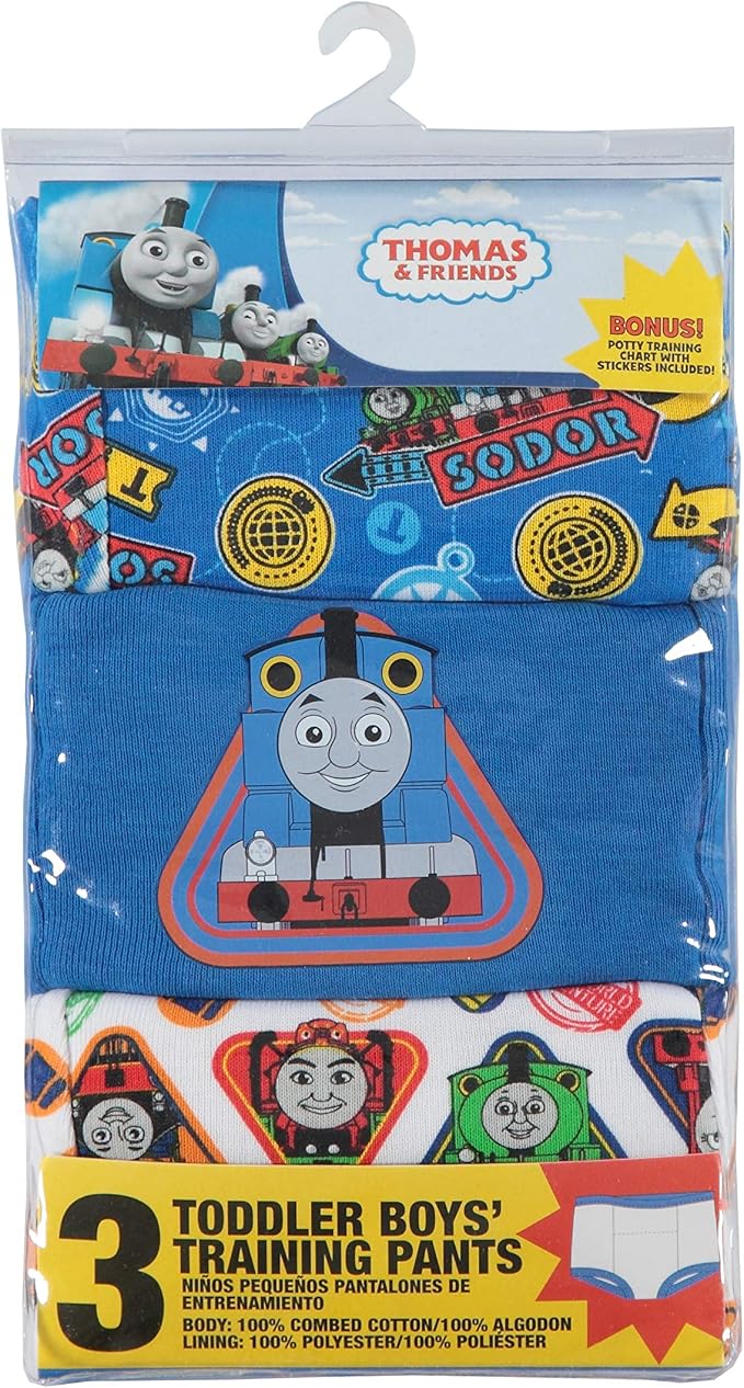 Thomas & Friends Toddler Boys 3-Pack Potty Training Pants, Thomas the Tank Engine Absorbent Padded Cotton Underwear, Size 2T