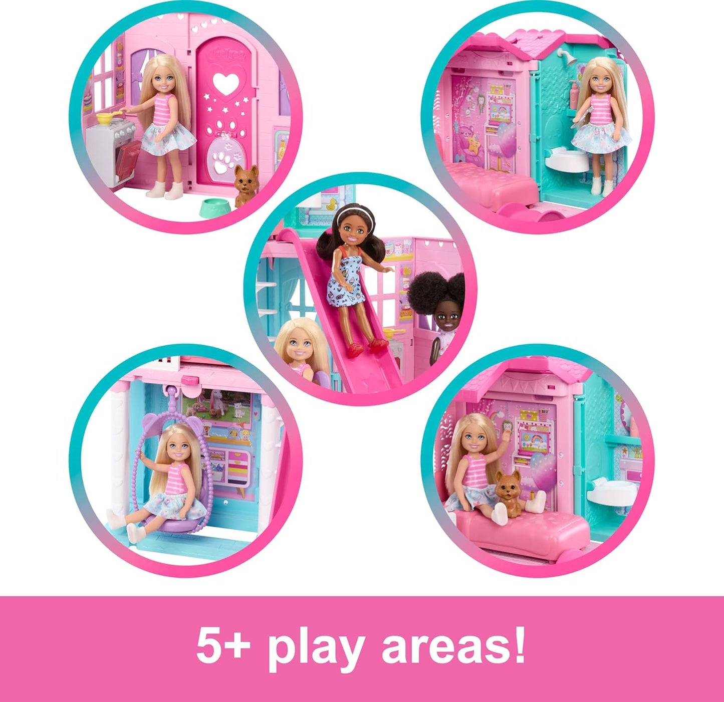 Barbie Family & Friends Club Chelsea Pop-Up House Playset with Chelsea Doll, Slide, Furniture, and Accessories
