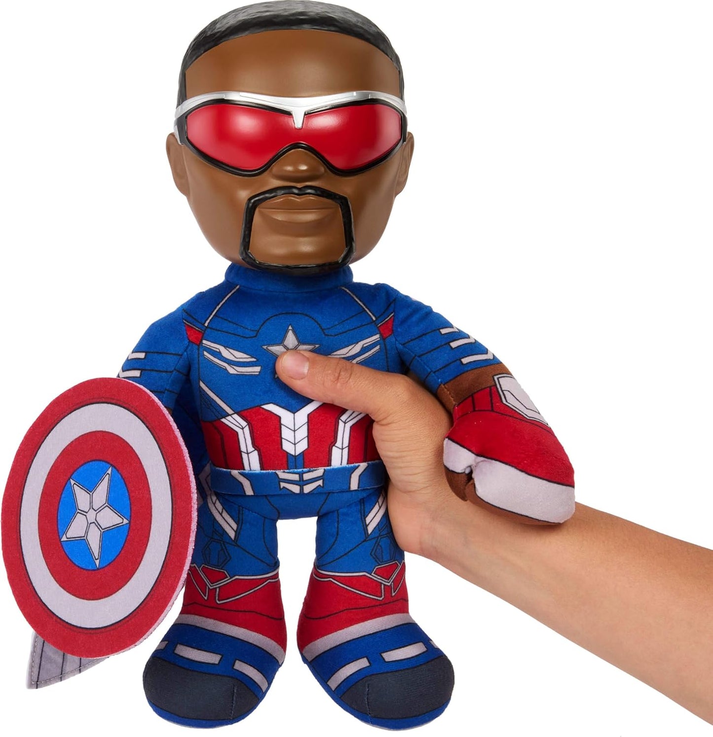 Marvel Captain America Sam Wilson Plush Figure – Brave the World Soft Hero Doll with Shield & Wings