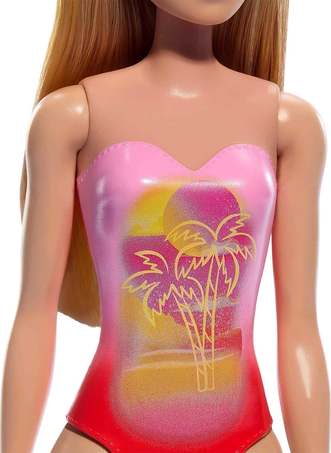 Barbie Beach Doll with Pink and Coral One-Piece Swimsuit, Blonde Hair