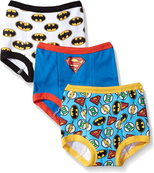 Justice League Toddler Boys 3-Pack Potty Training Pants, Batman, Superman & Flash Absorbent Padded Cotton Underwear