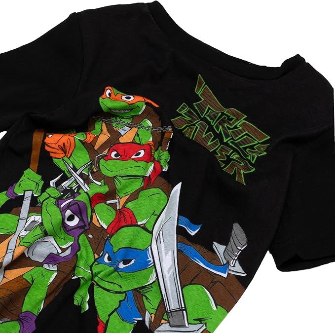 Teenage Mutant Ninja Turtles Kids 4 Piece Pajama Set Short Sleeve Shirts and Shorts Sleepwear Set