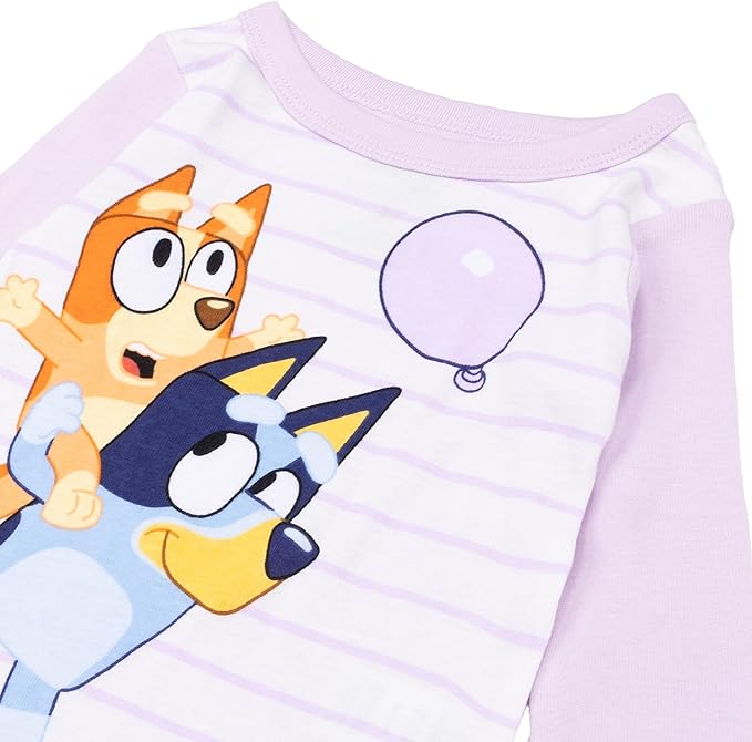 Bluey Toddler Girls Pajama Set – 4-Piece Long Sleeve Sleepwear with Character Prints