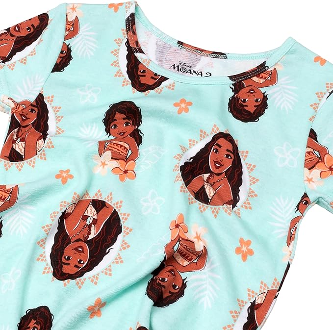 Disney Moana 2 Toddler Girls Ocean Sisters 4-Piece Pajama Set – Short Sleeve Tops, Shorts and Pants Sleepwear