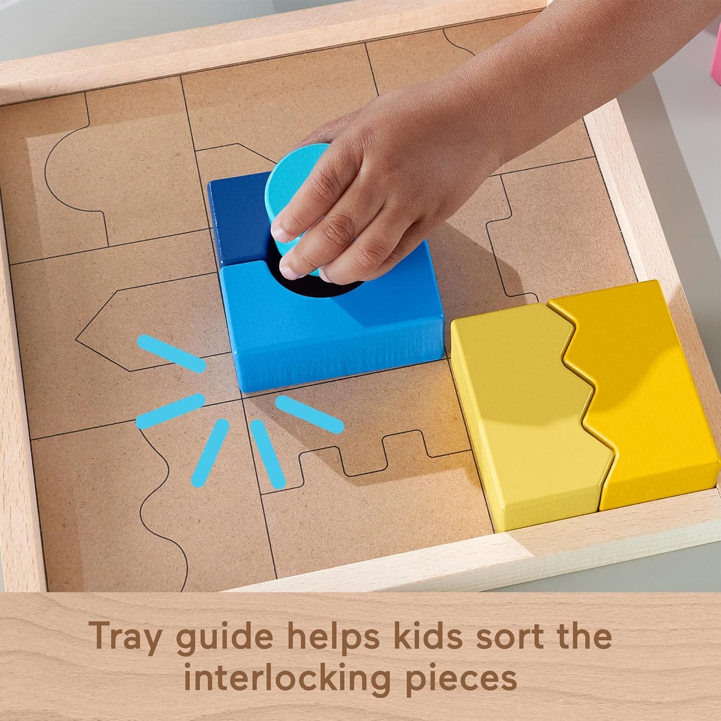 Fisher-Price Wooden Interlocking Blocks Puzzle Set with 20 Pieces for Toddlers