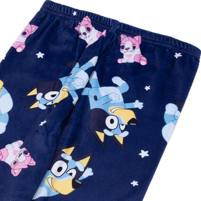 Bluey Toddler Pajama Set Long Sleeve Top and Pants with Bluey and Bingo Star Print Navy and Pink Sleepwear Size 2T-4T