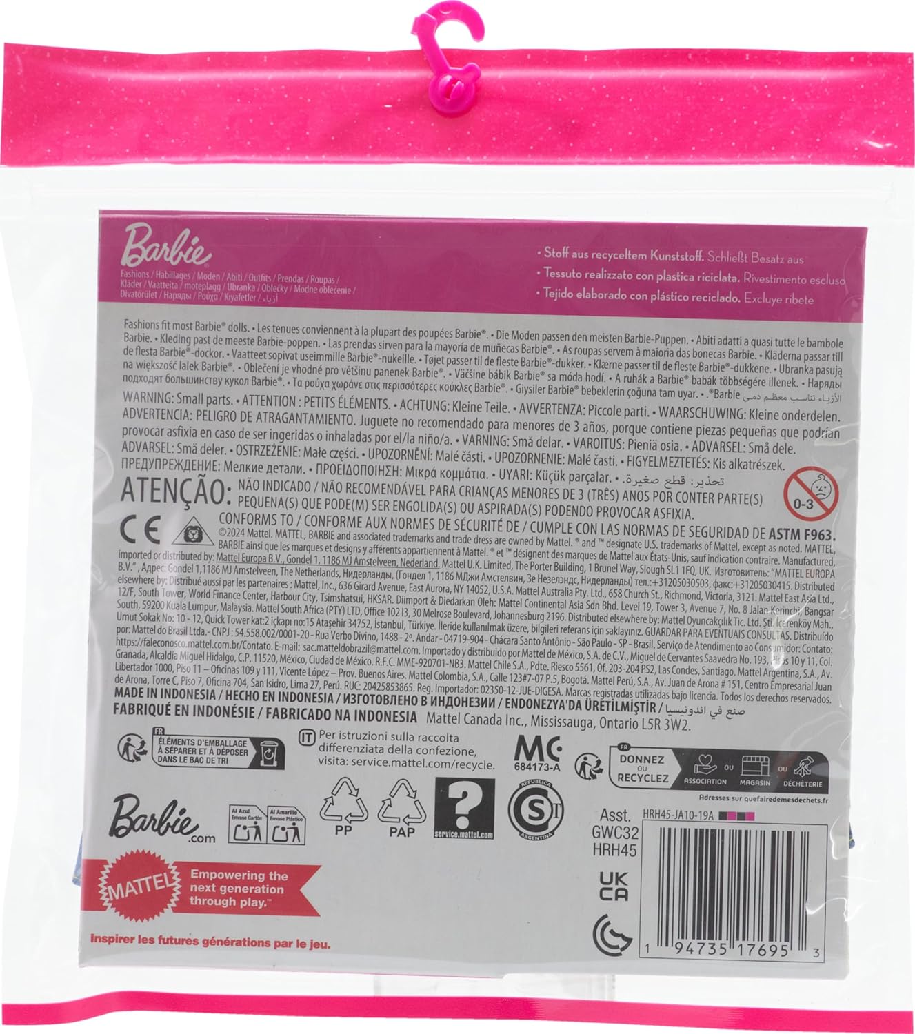 Barbie Doll Clothes Fashion Pack – Denim Dress & Mix-and-Match Outfits Set