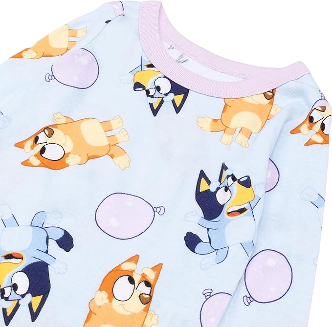 Bluey Toddler Girls Pajama Set – 4-Piece Long Sleeve Sleepwear with Character Prints