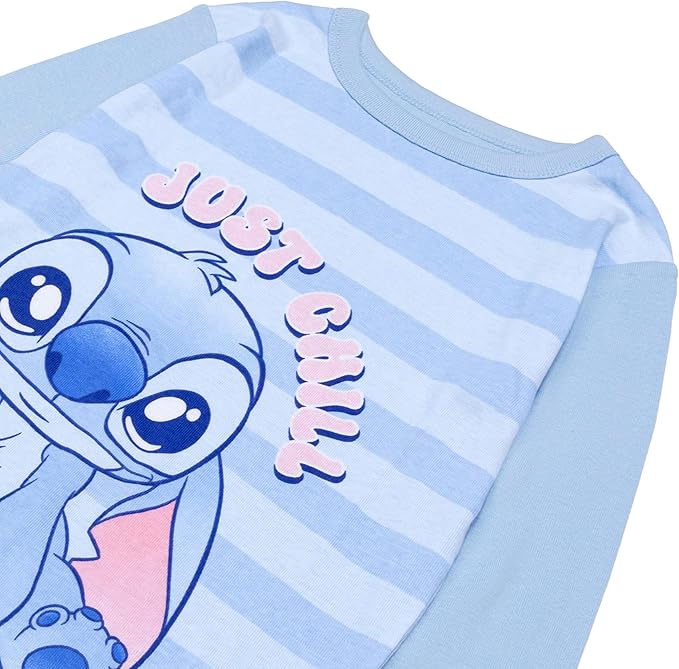 Disney Lilo & Stitch Toddler Girls 4-Piece Pajama Set – Long Sleeve Tops and Matching Pants Sleepwear