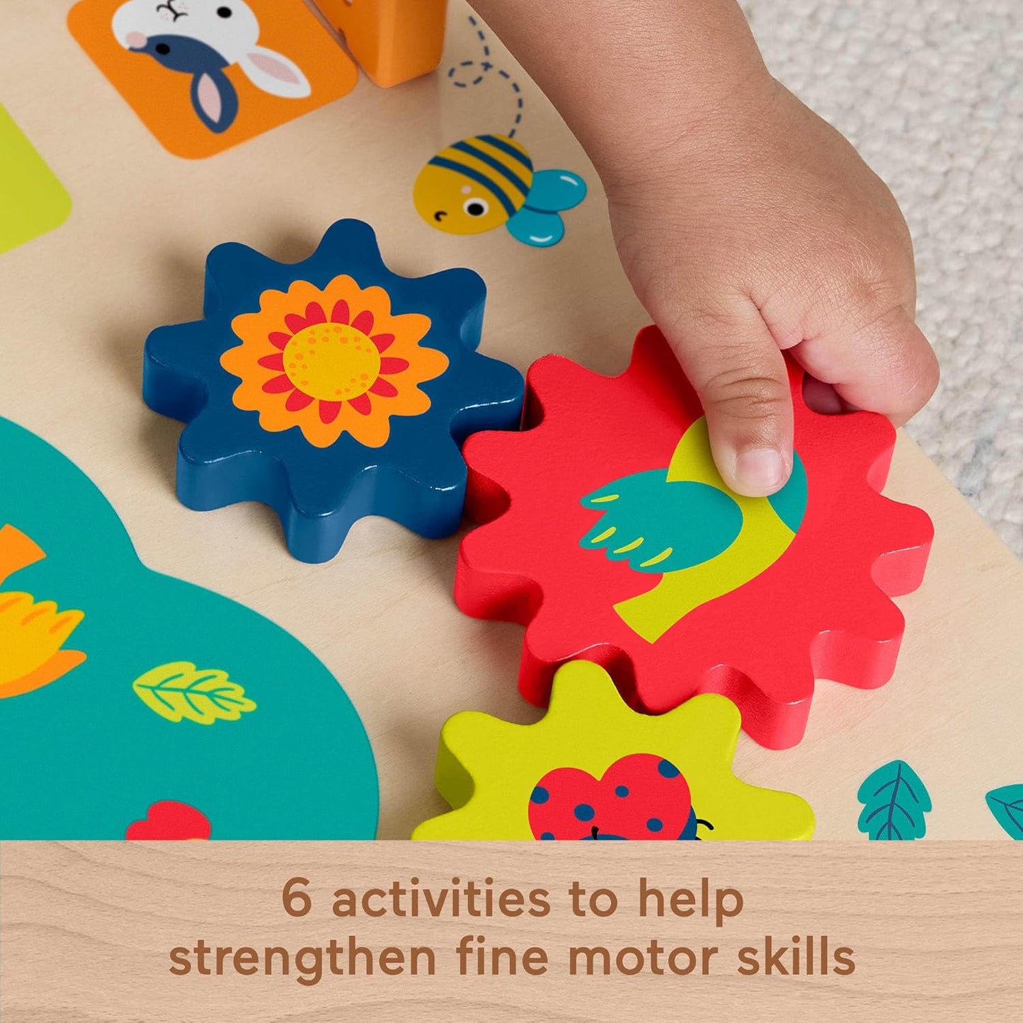Fisher-Price Wooden Activity Station with 6 Sensory Activities for Babies