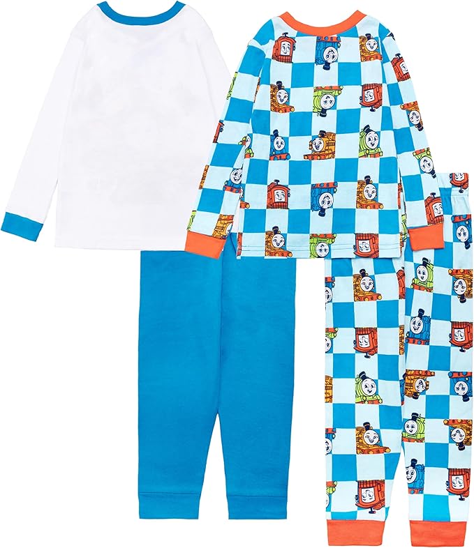 Thomas & Friends Boys 4 Piece Pajama Set Long Sleeve Tops and Pants Kids Sleepwear Set