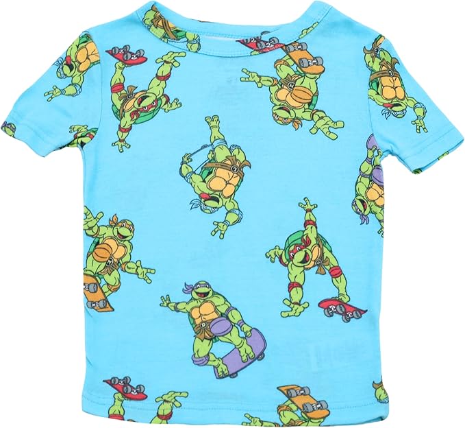 Teenage Mutant Ninja Turtles Boys 4-Piece Pajama Set – Sleepwear Bundle with Short Sleeve Tops and Matching Pants