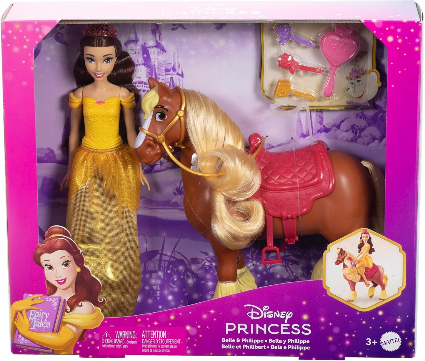 Disney Princess Belle & Philippe Doll and Horse Set – Riding Adventure Playset