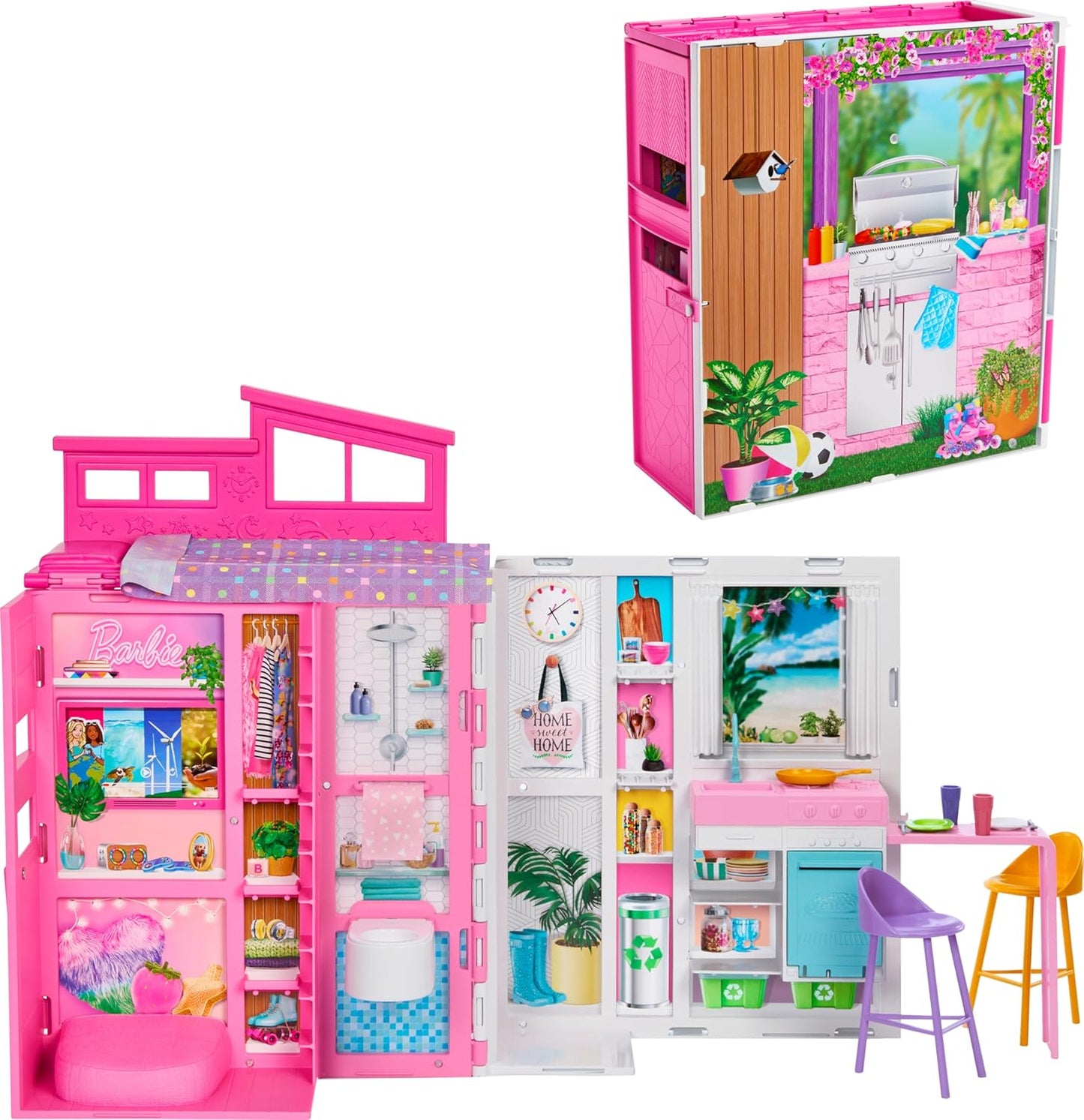 Barbie Getaway House Playset with 4 Play Areas and 360-Degree Folding Design
