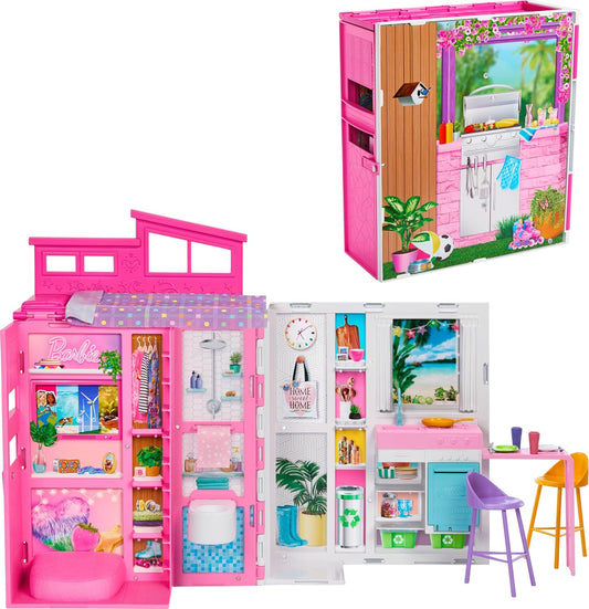 Barbie Getaway House Playset with 4 Play Areas and 360-Degree Folding Design