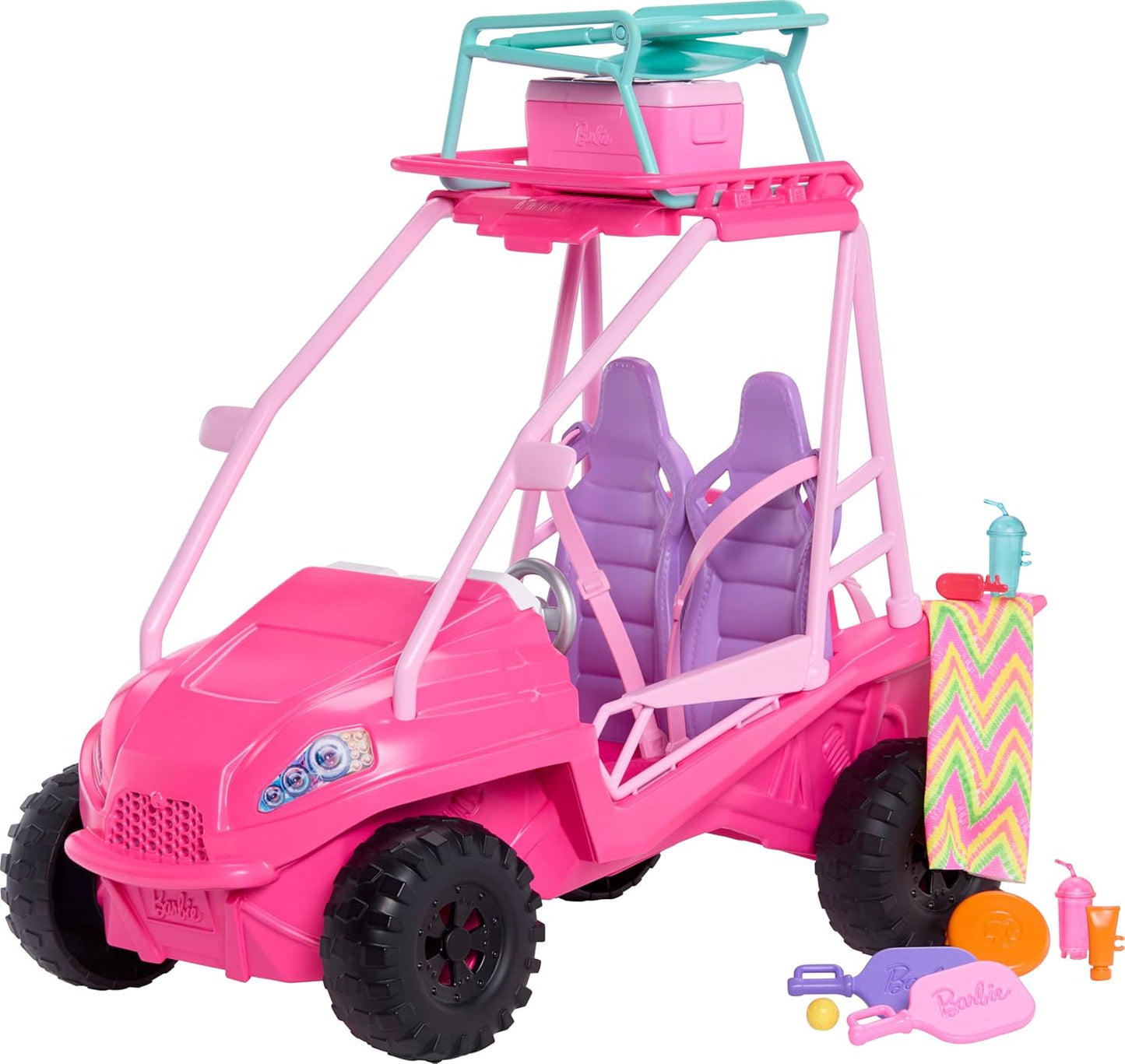Barbie Mysteries Beach Detectives Ultimate Beach Buggy Playset with Accessories, Seats 4 Dolls