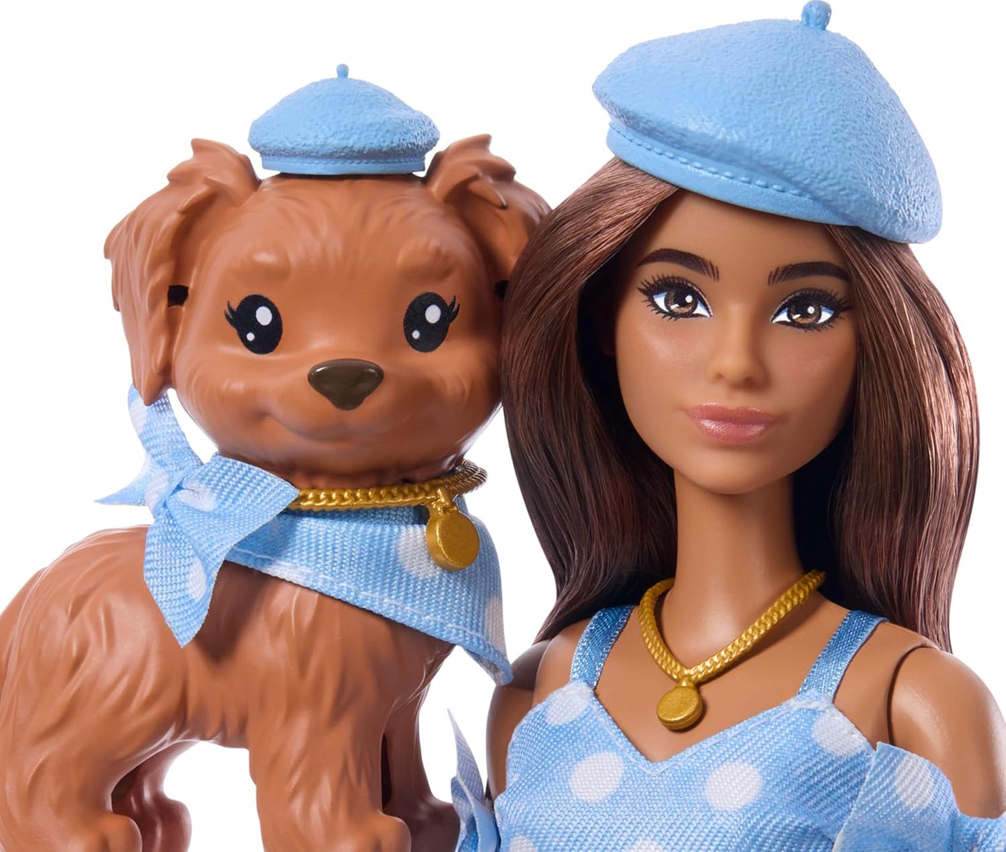 Barbie Twinning Looks Doll and Puppy Set in Blue Polka Dot Outfit with Accessories