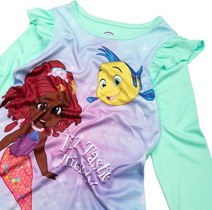 Disney Ariel Girls Nightgown Long Sleeve Mermaid Sleep Shirt Toddler Pajama Dress