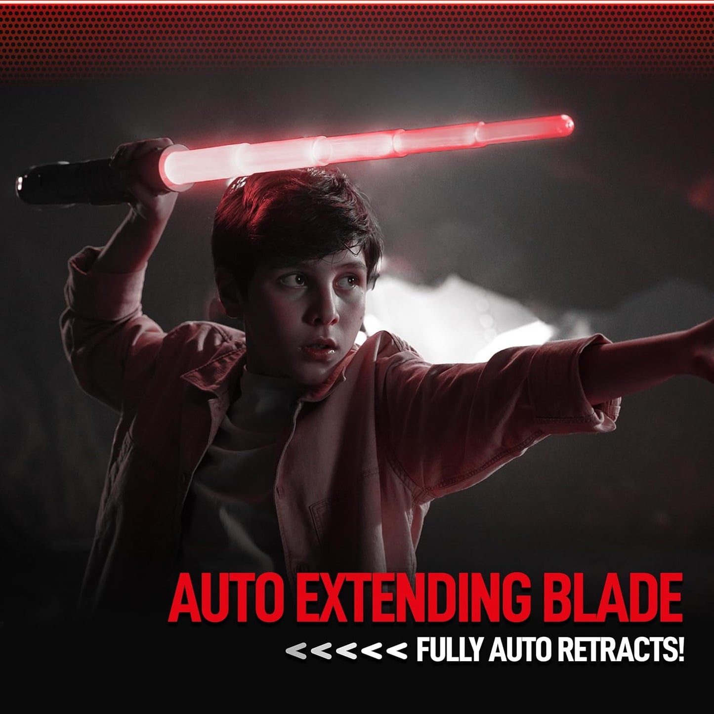 Power Saber Energy Blade – Auto-Extending Light-Up Saber Toy With Motion SFX & Clash Effects (Red)